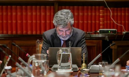 El presidente del Consejo General del Poder Judicial y del Tribunal Supremo (CGPJ), Carlos Lesmes, el 16 de enero de 2020.
 