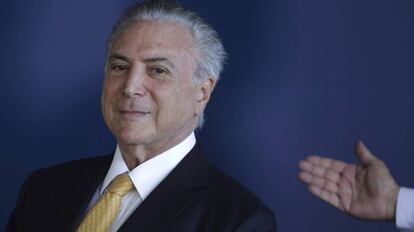 O presidente Temer durante a posse do novo diretor da PF.