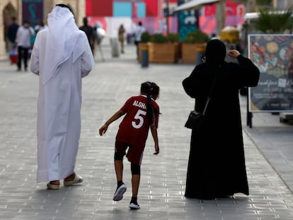 A family at the market in Doha, Qatar.