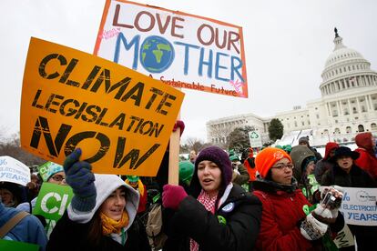 Manifestación en Washington contra el cambio climático en 2009.
