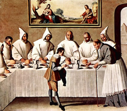 'San Hugo en el refectorio de los cartujos', de Francisco de Zurbarán, en el Museo de Bellas Artes de Sevilla.