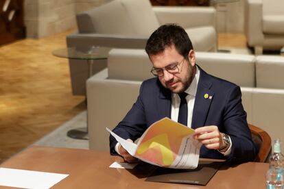 El presidente de la Generalitat, Pere Aragonès, en una imagen reciente en el Palau de la Generalitat.