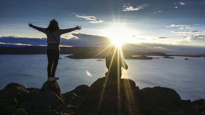 Atardecer en la cima de la isla de Amantaní, a 4.000 metros de altitud.