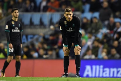 Una reacci&oacute;n de Cristiano Ronaldo durante el partido contra el Celta (2-2). 