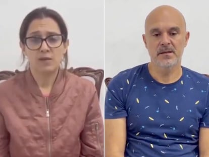 Los hermanos Natalia y Guillermo Améstica, en capturas de pantalla de los videos de sus confesiones.