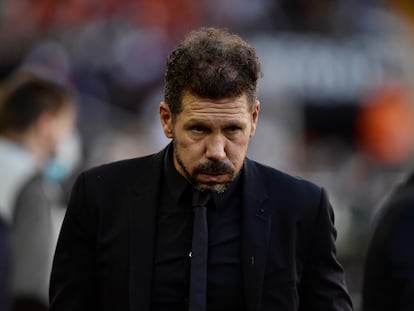 Simeone, durante el Valencia-Atlético.