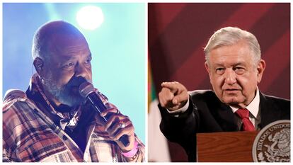 El cantante cubano Francisco Céspedes y el presidente mexicano Andrés Manuel López Obrador.