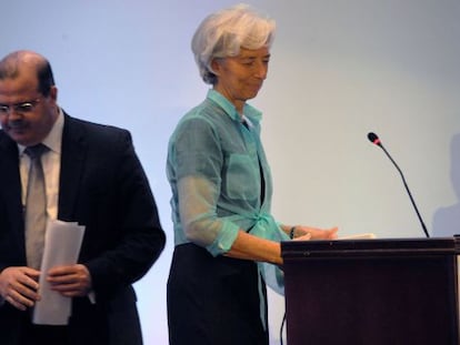 Christine Lagarde e o presidente do Banco Central, Alexandre Tombini, no Rio. 