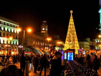 La Puerta del Sol de Madrid en Navidad.