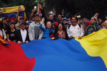 Manifestación de venezolanos en Ciudad de México.