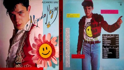 Portada y contraportada del primer disco de la carrera de Alejandro Sanz, publicado como Alejandro Magno y con el título de 'Los chulos son pa' cuidarlos'. 