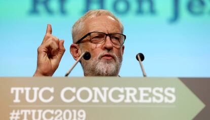 El líder laborista Jeremy Corbyn interviene en un acto en Brighton, el pasado 10 de septiembre.