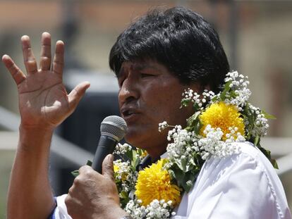 El presidente Morales, en la campaña del referendum este febrero.