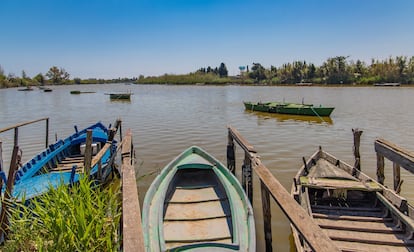 Embarcaderos en el Estany de Cullera (Valencia).