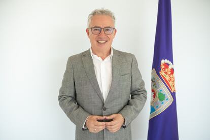 Ángel Peña, candidato del partido regionalista Soria Ya, en junio de 2023.