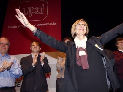 La candidata de UPYD, Rosa Díez, durante el acto electoral de cierre de campaña.