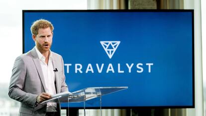 El príncipe Enrique durante la presentación de Travalyst en Ámsterdam (Países Bajos).