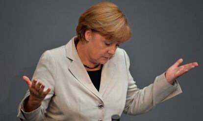 La canciller, Angela Merkel, en el Bundestag.
