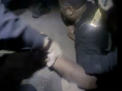 This screengrabs shows the arrest in Raleigh, N.C. of Darryl Tyree Williams,  who died after being stunned repeatedly with stun guns on Jan. 17, 2023.