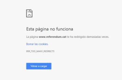 Mensaje de error al intentar entrar a la web.