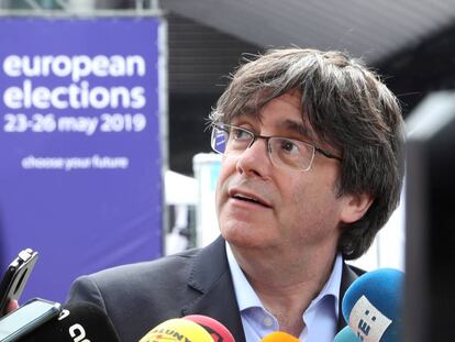 Carles Puigdemont comparece ante los medios en Bruselas. 