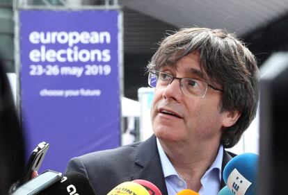 Carles Puigdemont comparece ante los medios en Bruselas. 