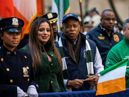 New York City Mayor Eric Adams attends the annual Saint Patrick's Day Parade on 5th Avenue in Manhattan, New York City, U.S., March 16, 2024.