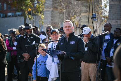 Mayor Rob Rue during a peace march in Springfield.