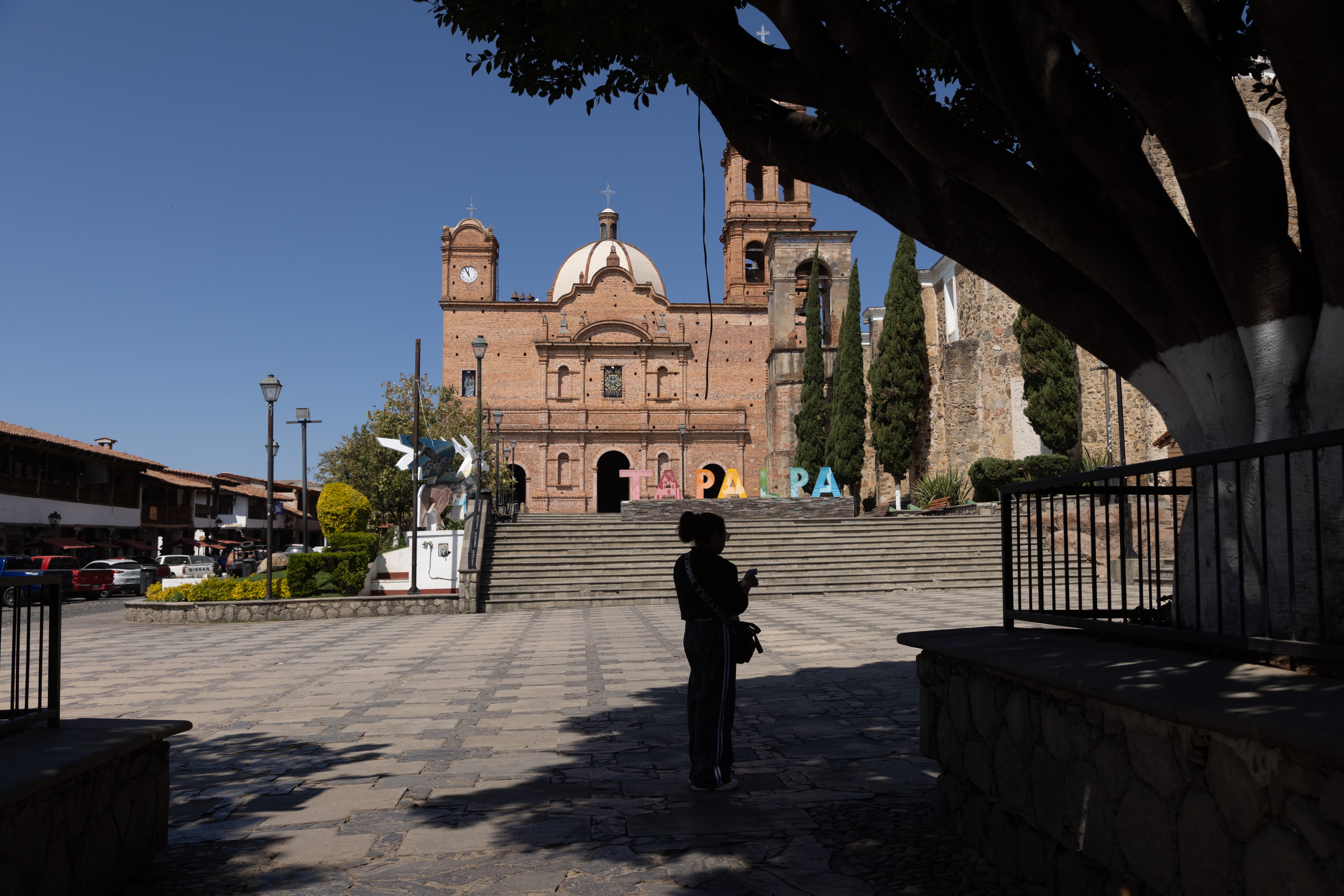 Vista de la plaza principal de Tapalpa, Jalisco, el 25 de febrero.