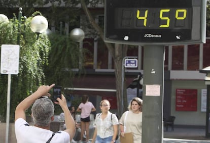 A street thermometer in Ciudad Real on Wednesday.