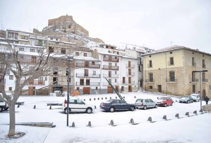 El casco urbano nevado de la localidad castellonense.