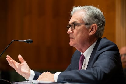 El presidente de la Reserva Federal, Jerome Powell, el pasado 15 de julio durante una comparecencia en el Senado, en Washington.