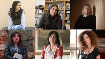 De izquierda a derecha y de arriba a abajo: María Gaínza, Selva Almada, María Moreno, Mariana Enríquez, Claudia Piñeiro y Leila Guerriero.