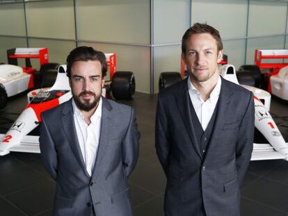 Alonso y Button en la presentación de McLaren. 