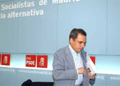 Rafael Simancas, tras su comparecencia de hoy en Madrid.