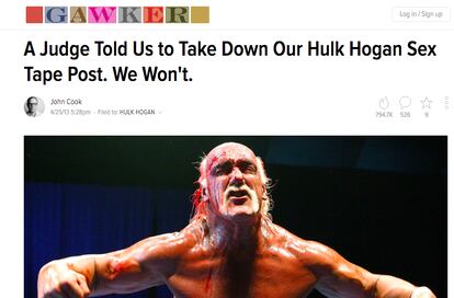 Imagen del post en el que la web se negó a retirar la ‘sex tape’ de Hulk Hogan.