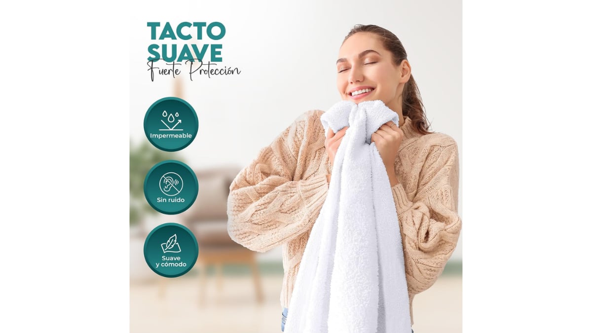 Este cubrecolchón es suave y resistente.