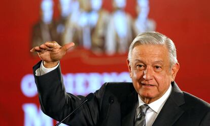 López Obrador durante una rueda de prensa.