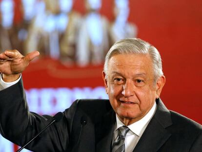 López Obrador durante una rueda de prensa.