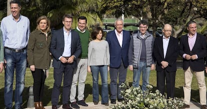 La vicepresidenta del Gobierno, Soraya S&aacute;enz de Santamar&iacute;a, junto a varios ministros en M&aacute;laga.