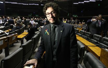 O deputado Jean Wyllys no Congresso.