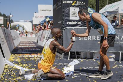 Kiriago and Jornet, at the end of the Sierre-Zinal race. EFE/EPA/VALENTIN FLAURAUD