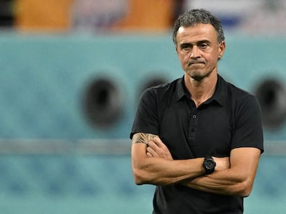 Luis Enrique, el jueves en el estadio Khalifa durante la derrota de España ante Japón.