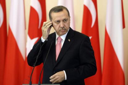 El primer ministro turco, Recep Tayyip Erdogan, durante una conferencia de prensa en mayo.