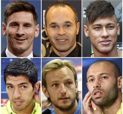 Messi, Iniesta, Neymar, Suárez, Rakitic i Mascherano.