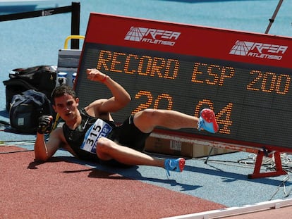 Bruno Hortelano, el domingo, tras batir el récord de España de 200m.