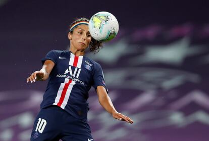 Nadia Nadim, en un partido de la Champions League.