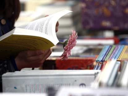 Una mujer en una de las ferias del D&iacute;a del Libro. 