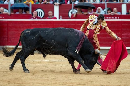 Pepe Moral torea al natural en la primera corrida de la Feria de Albacete.