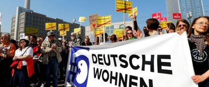 Una manifestación en defensa de la vivienda pública de Berlín.